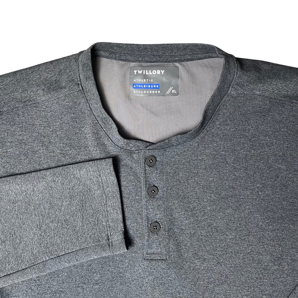 Twillory Henley Shirt Mens XL Grey Athleisure Long Sleeve Performance Tee